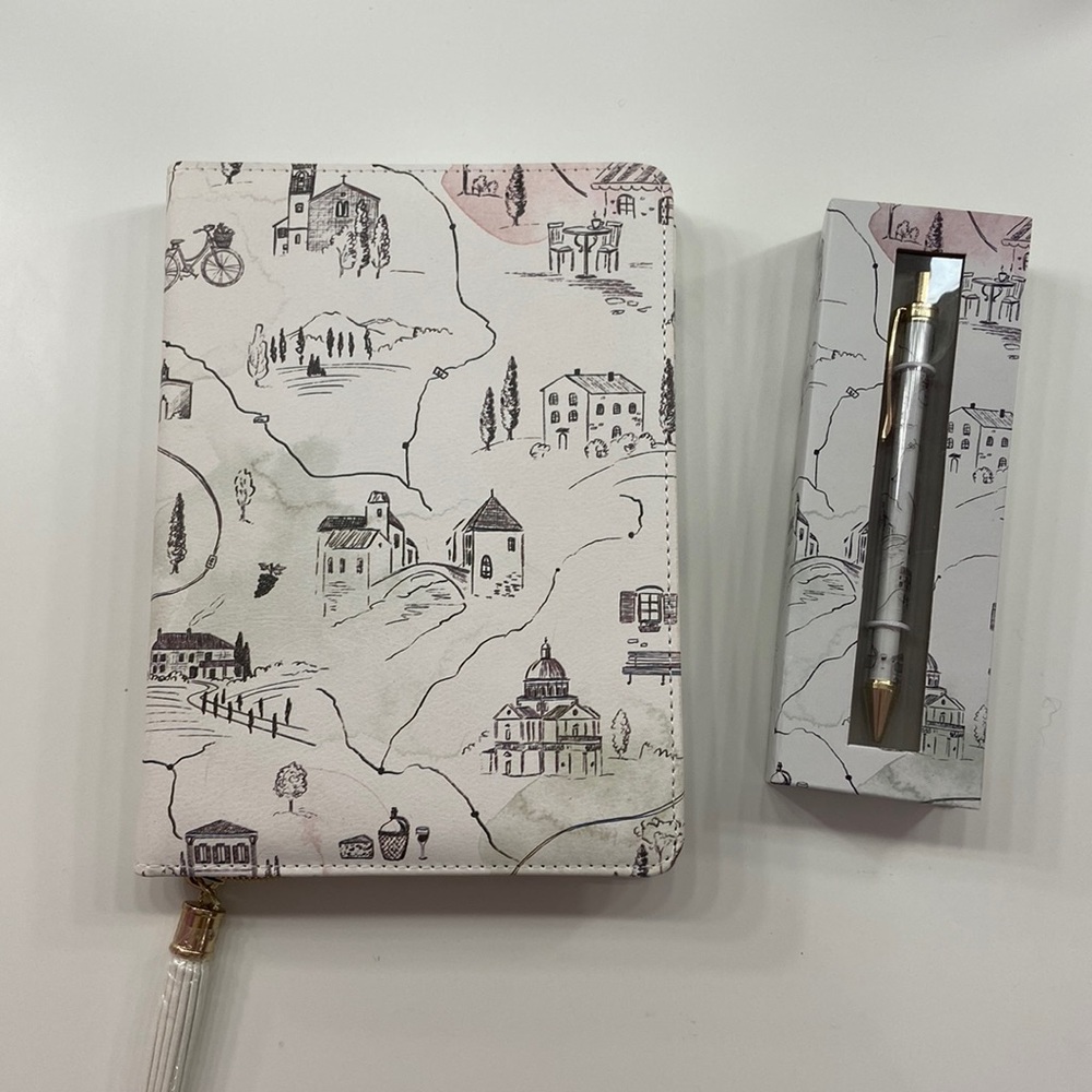 Indigo book and pen